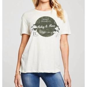 NEW CHASER mickey mouse & minnie mouse recycled vintage tee in off white